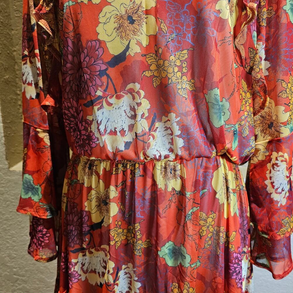 Reba XL Floral Midi Dress Boho Prairie Cottagecore Whimsical Western Rustic - Picture 9 of 12
